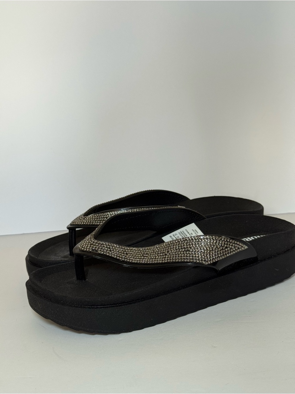 Andrea black rhinestone flip-flops new size 6